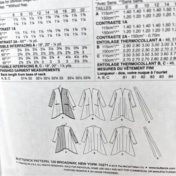 Butterick B6422 Women's Jacket Pattern Uncut - Picture 5 of 6